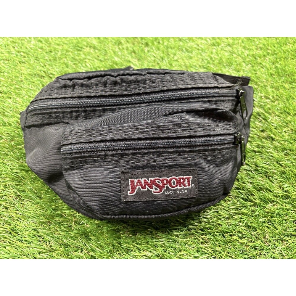 Vintage Jansport Fanny Pack Black Waist Bag Belt Pack 90's Y2K Retro